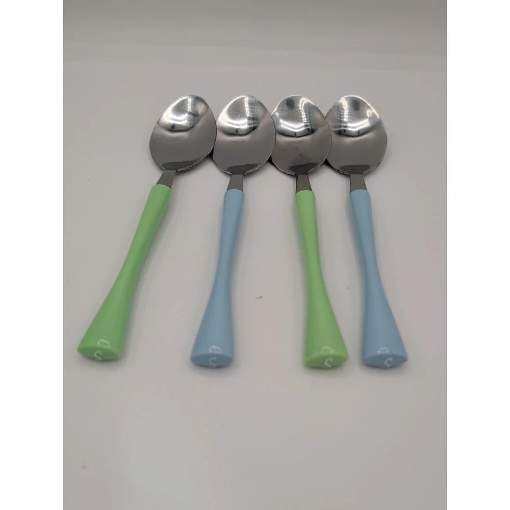 12pc Stainless Steel Flatware Set Mint Green Sky Blue Forks Knives Spoons